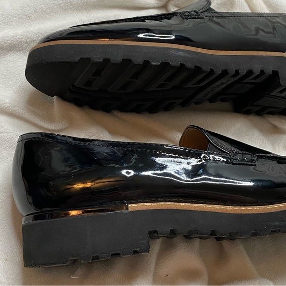 Franco Sarto Black Shiny Patent Leather Cypress Lug Sole Loafers - Picture 7 of 15